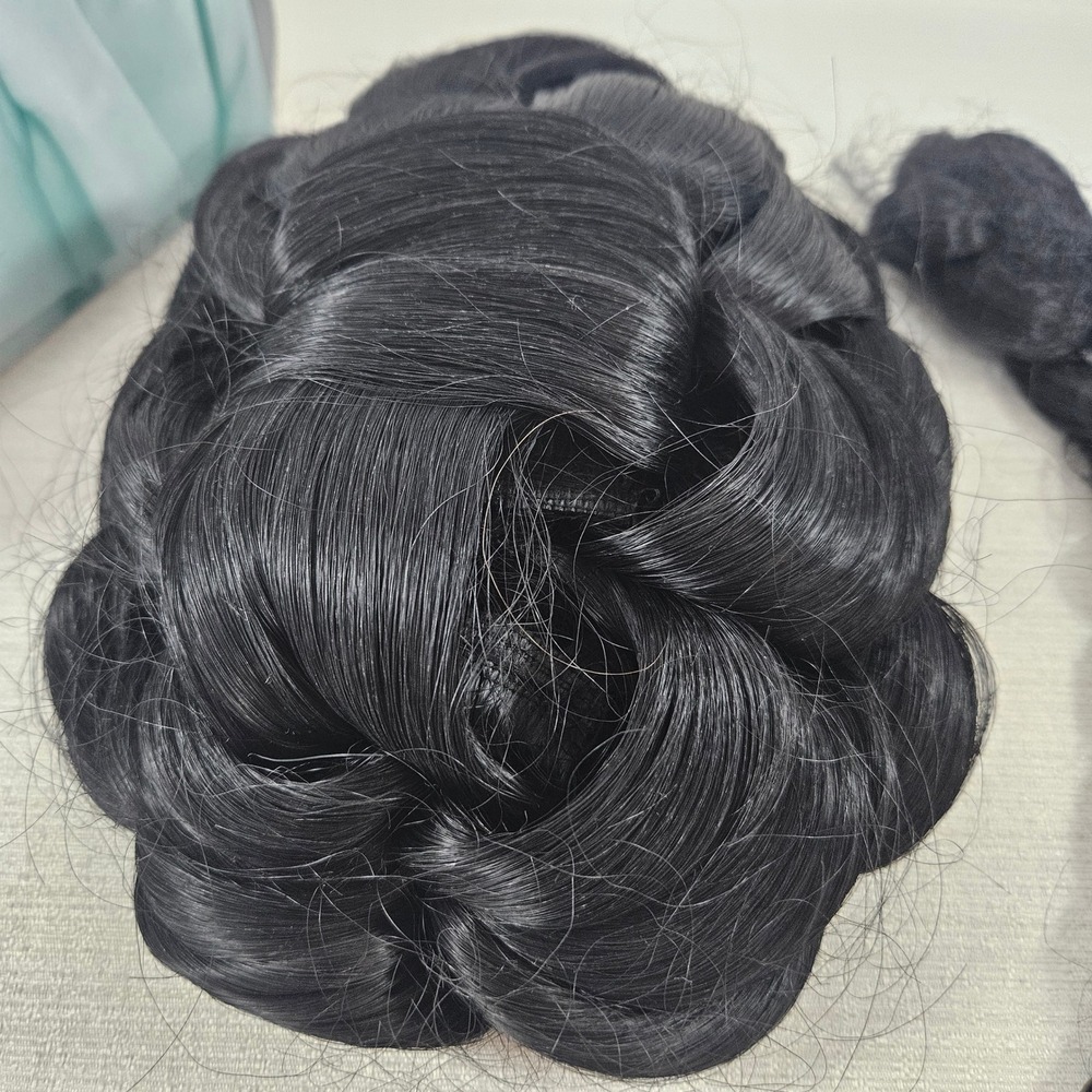 Vtg Paula Young Brittany Hairpiece Set Braided Bun & Headband 1B Black Kanekalon